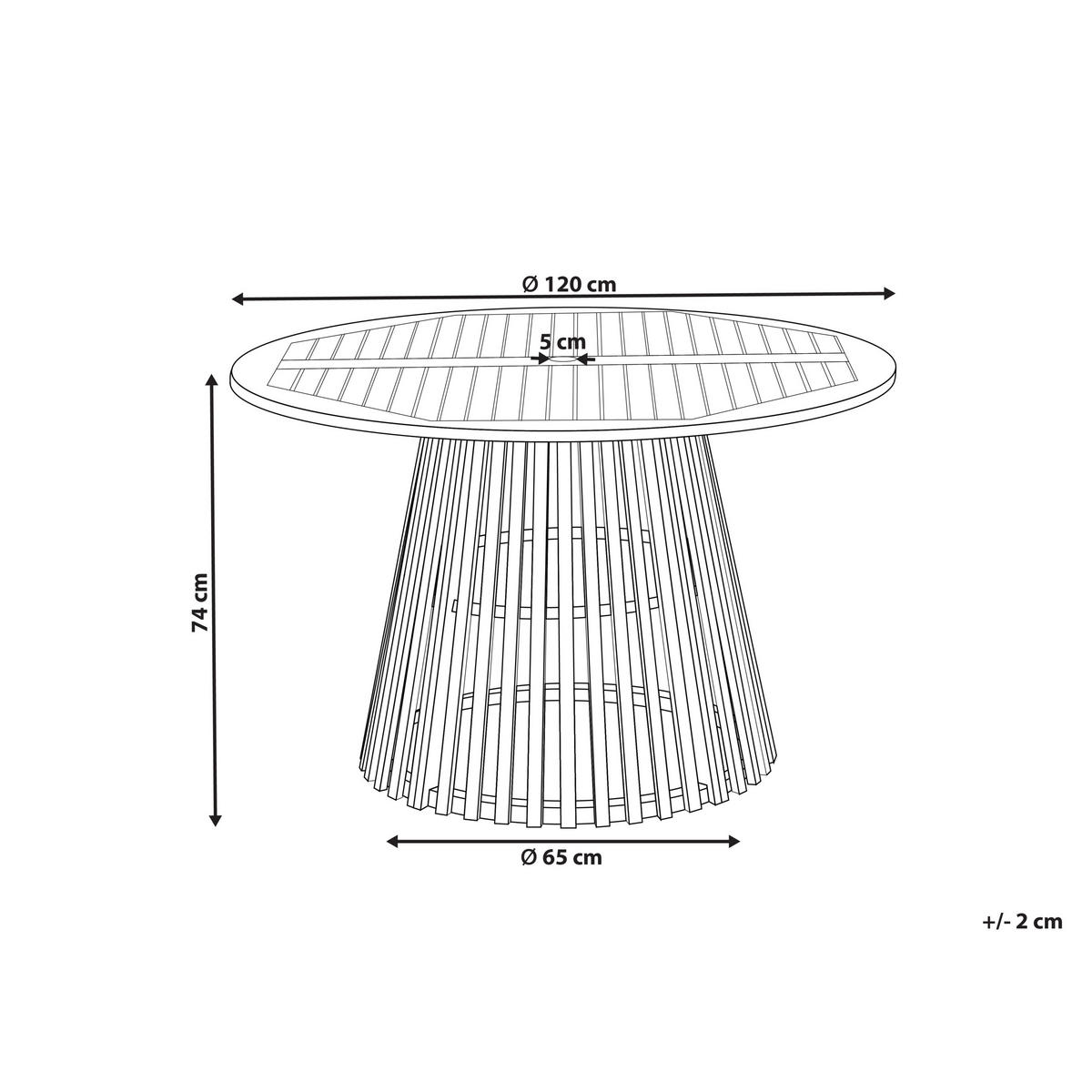 GARTENTISCH Heller Holzfarbton Agello - Hellbraun, Holz (120/120/74cm) - Beliani