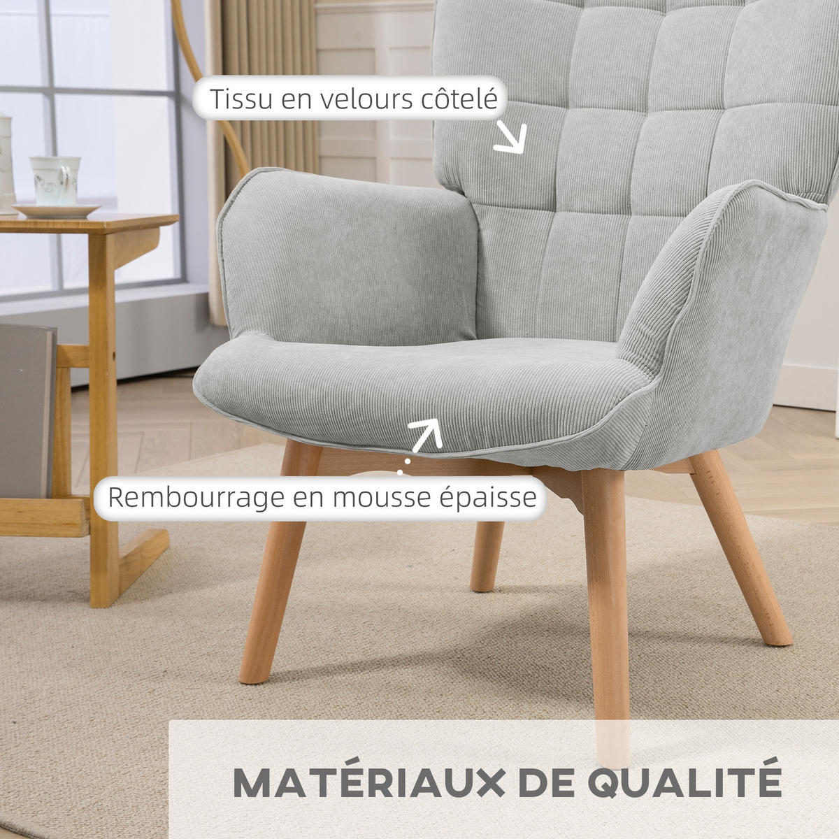 SESSEL mit Fusstütze DE-17397 Grau - Grau, Holz (80/101/72cm) - ComfortXL