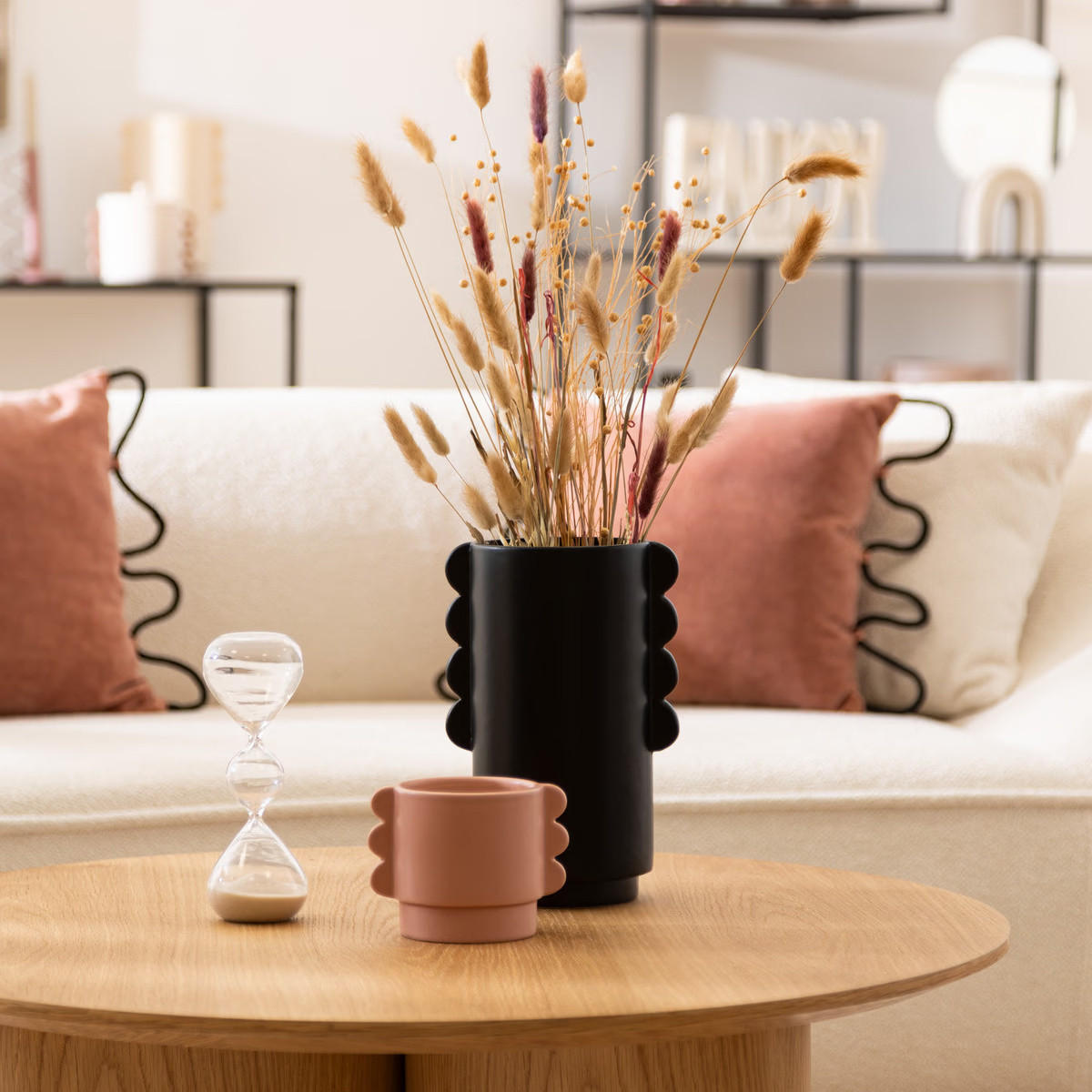 VASE Keramik Wavy Bliss Ø 13 cm - Schwarz, Keramik (25.5cm) - Atmosphera Createur d´interieur