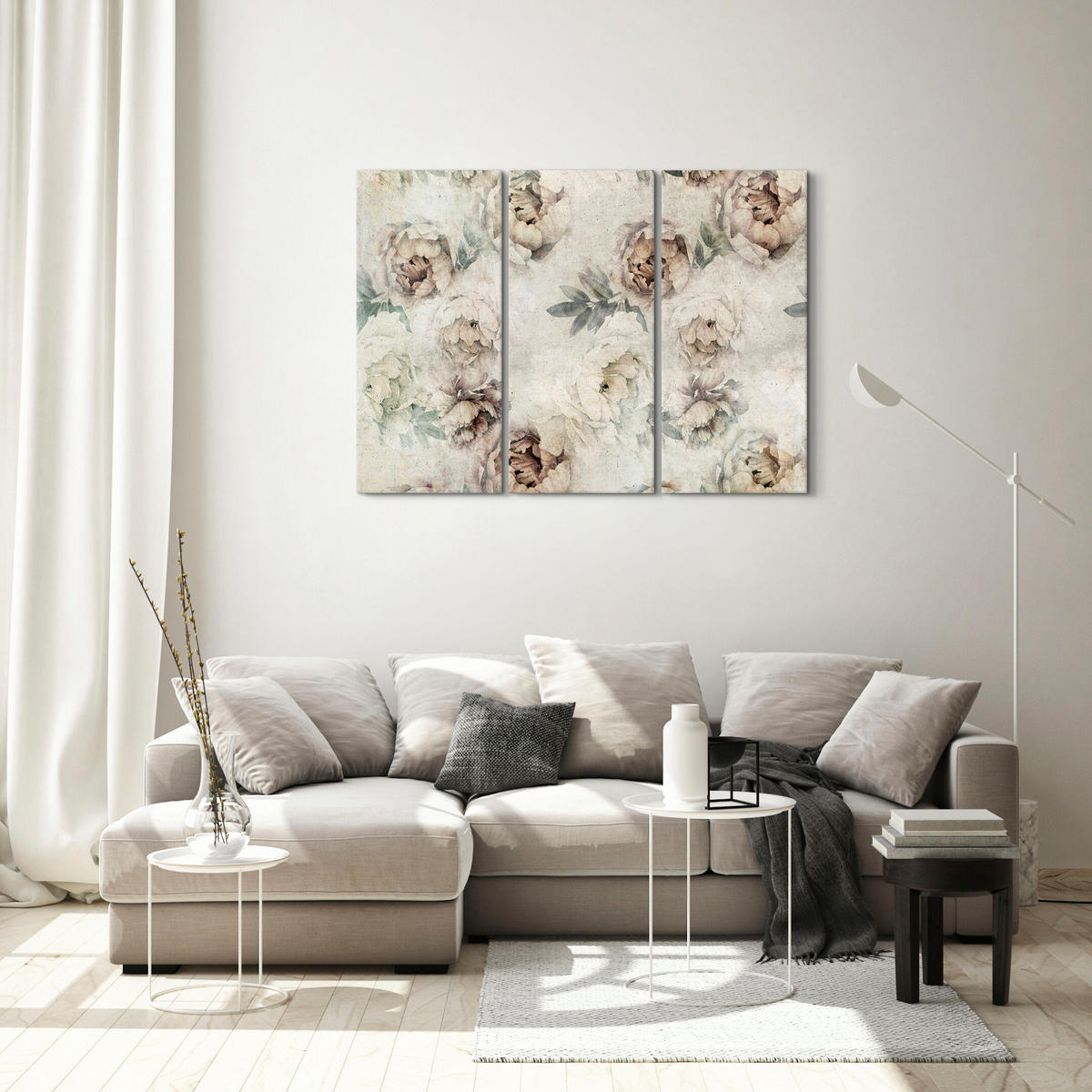 LEINWANDBILD Pfingstrosen 3-tlg. 120x80 cm - Multicolor, Holz (120/80cm) - LUMASOUL