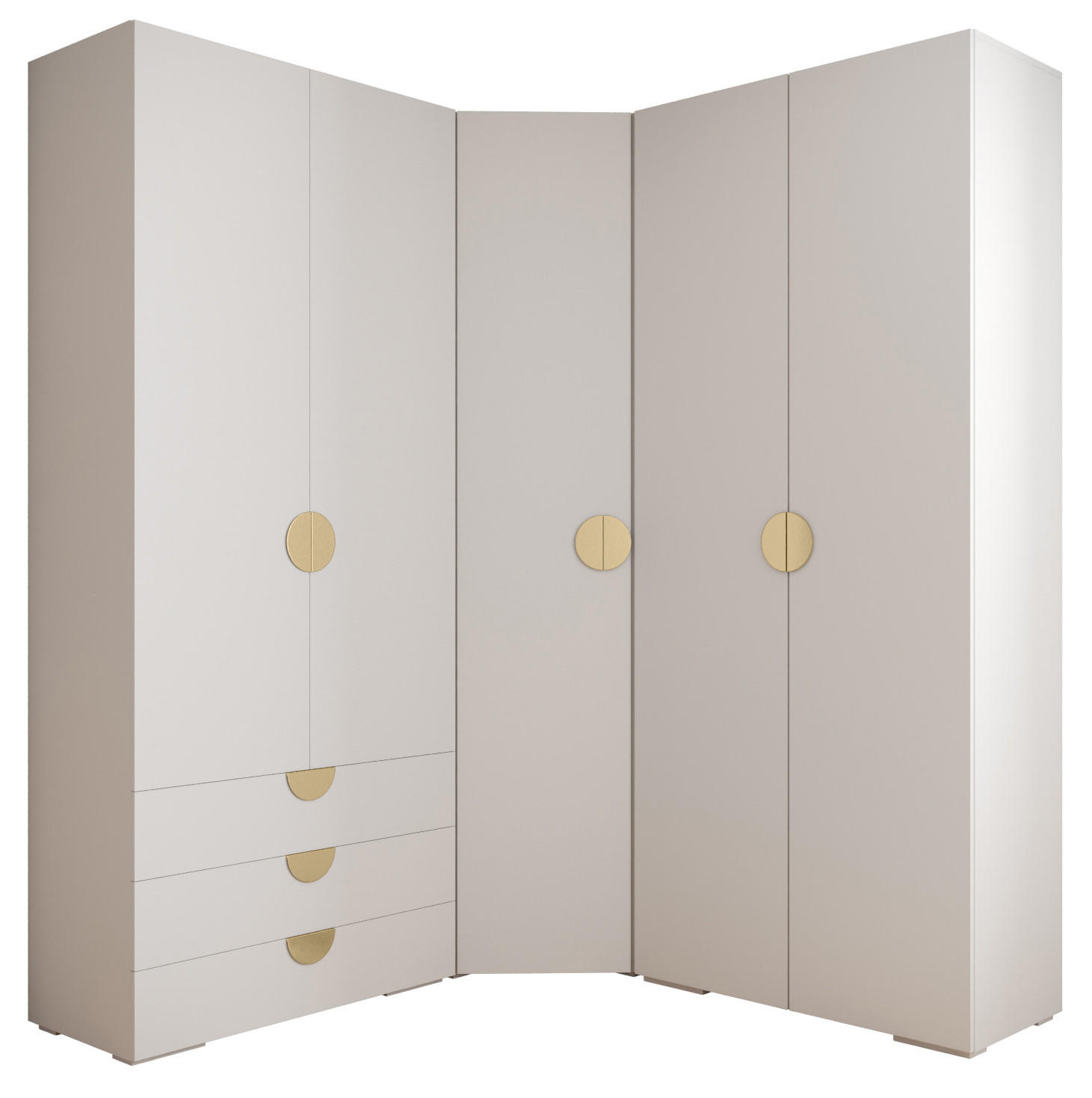 GARDEROBEN-SET 236,7/181,7/47 - Goldfarben/Weiß, Holz/Kunststoff (181.7/236.7/47cm) - Abiks Möbel