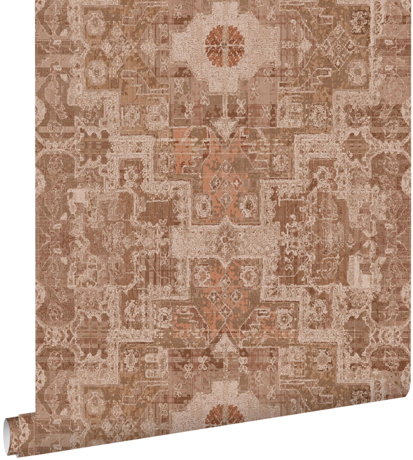 TAPETE orientalisches Kelim-Patchwork 50 x 900 cm - Braun, Papier (50/900cm) - ESTAhome