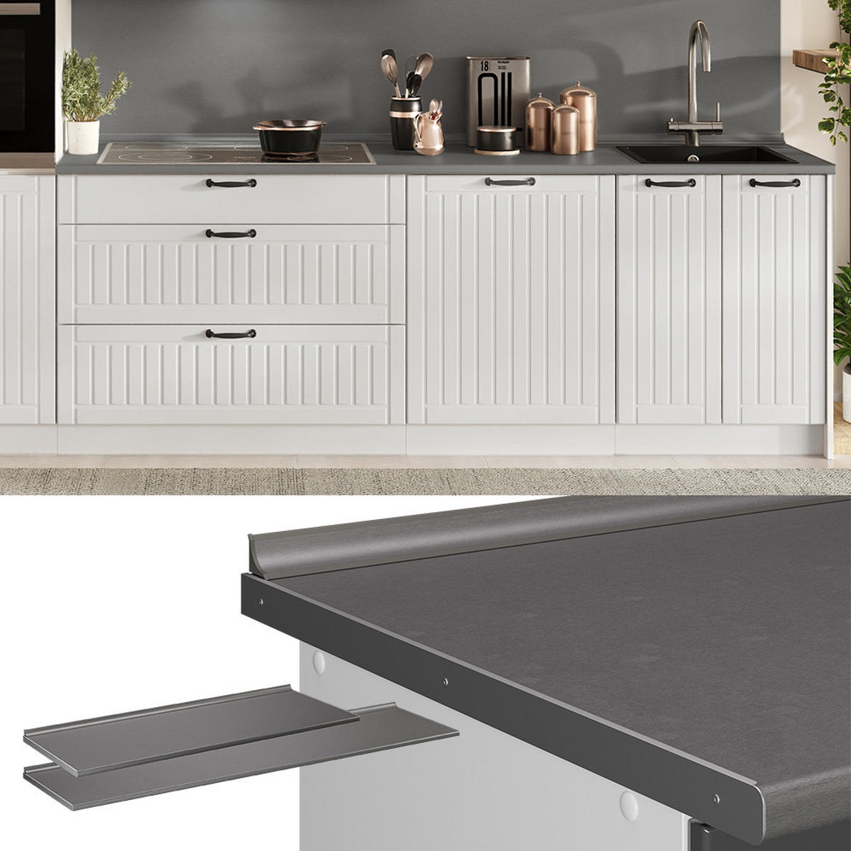 KUCHYŇSKÁ PRACOVNÍ DESKA R-Line, Platina, 160 cm - platinová, kompozitní dřevo (160/2.8/60cm) - Vicco