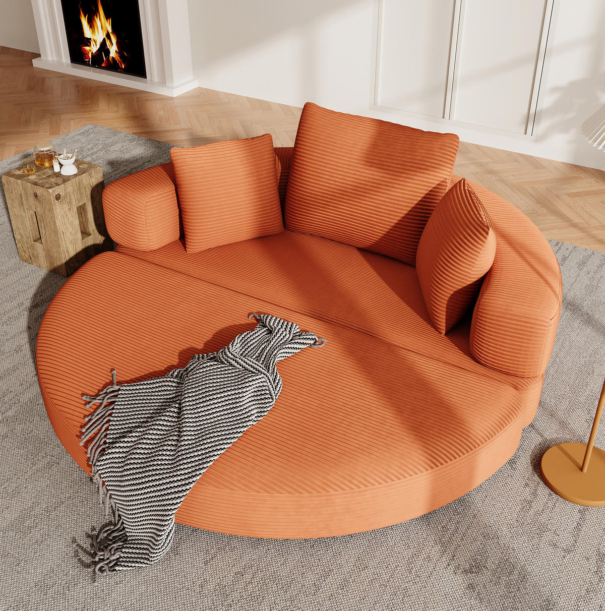 KLAPPSOFA Cord Samt-Optik 2-in-1 Sofa und Bett 173/176/40 cm Orange - Orange, Textil (176/40/173cm) - Redom