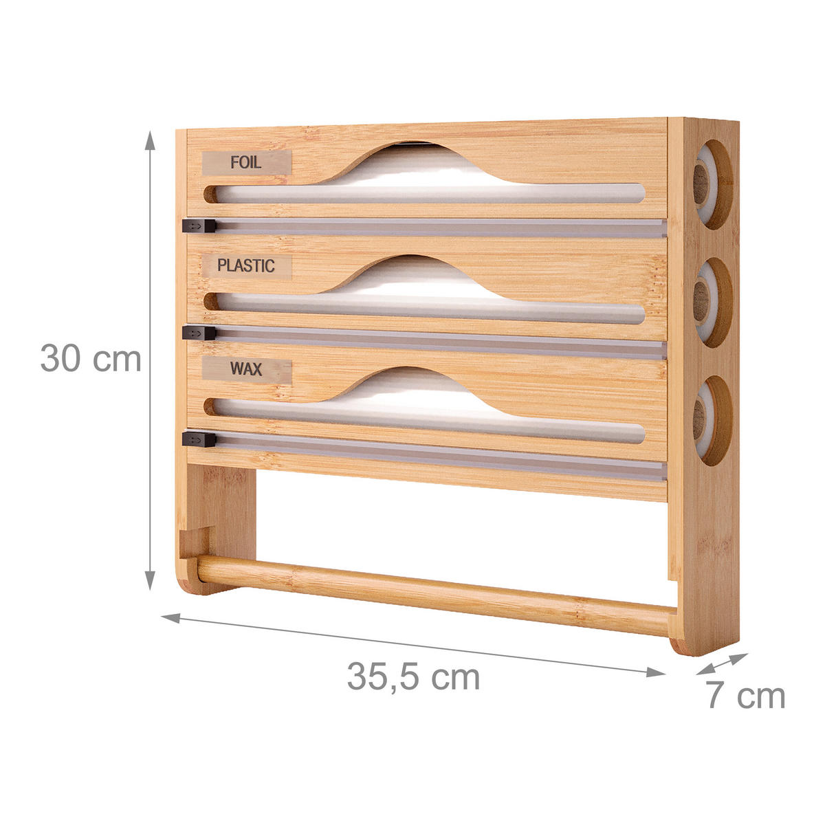 WANDROLLENHALTER - Hellbraun, Holz/Kunststoff (35.5/30/7cm) - Relaxdays