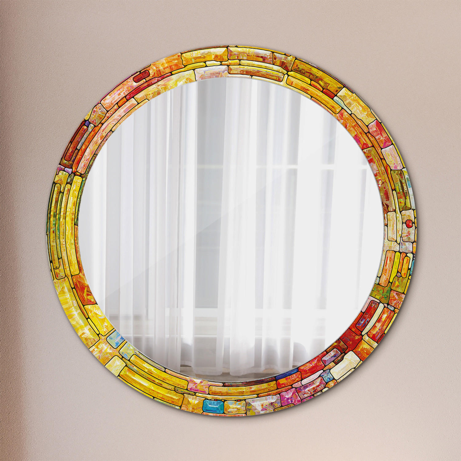 SPIEGEL Ø80 cm Rund mit Aufdruck - Multicolor, Glas (80/80/0.4cm) - TULUP