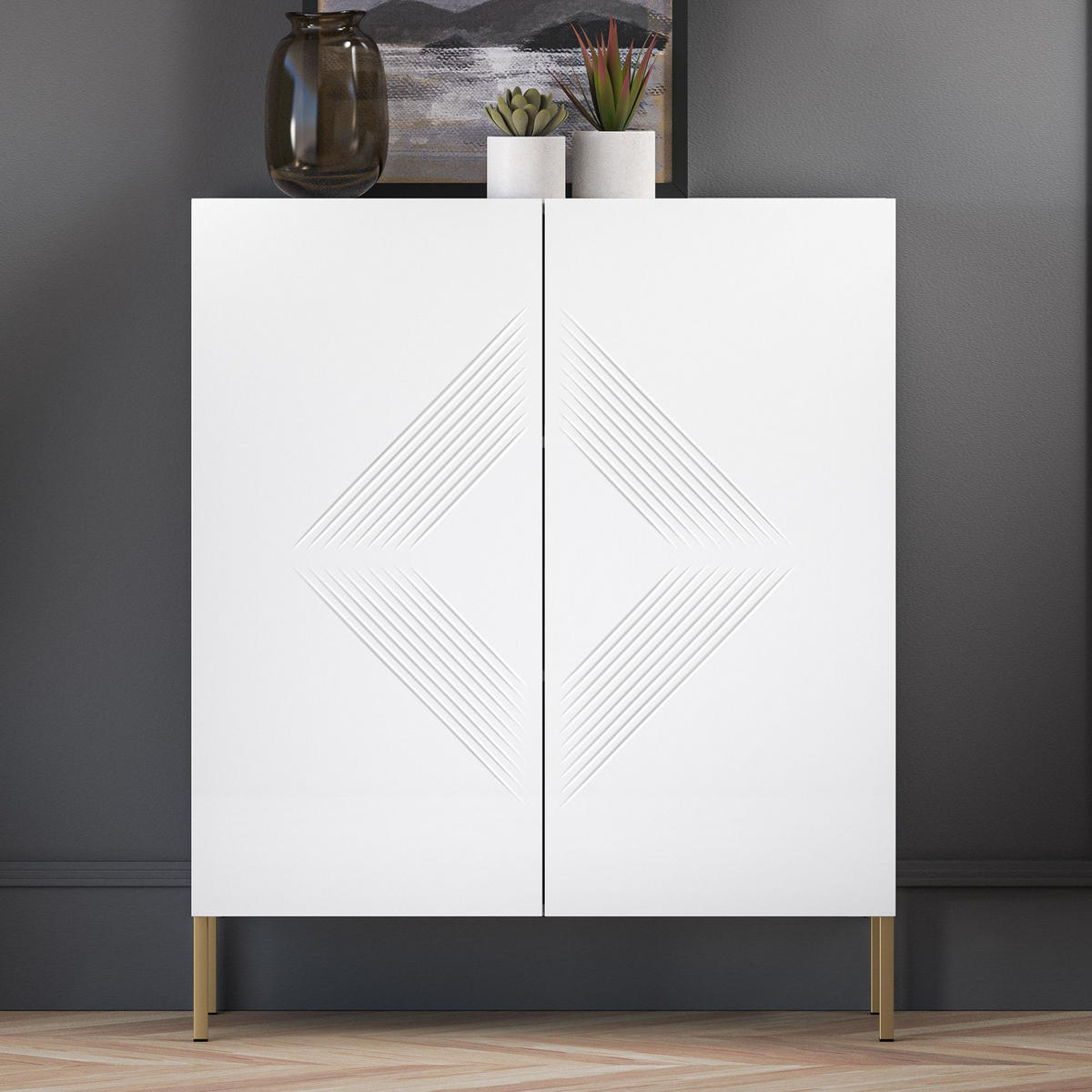 KOMMODE NEBRO,Weiß - Weiß, Holzwerkstoff (100/120/37cm) - KONSIMO®
