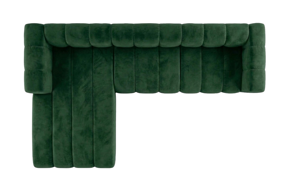 ECKSOFA Modulares In L-Form, Velvet-Stoff Riviera, Grün, Links, GRAND 318 cm - Grün, Holz (318/179cm) - Kaiser Möbel