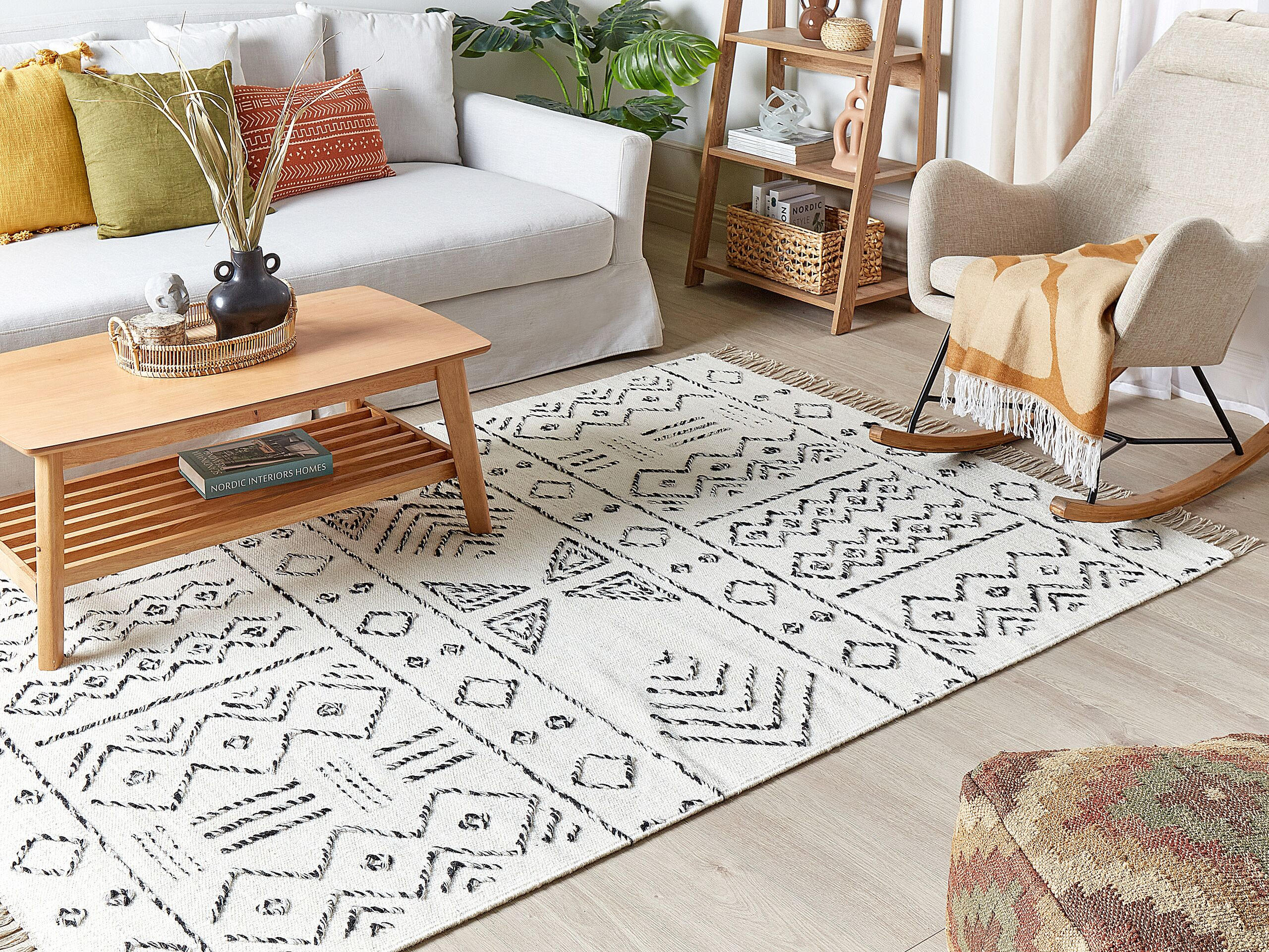 KURZFLOR-TEPPICH Alkent 200/140 cm - Weiß, Textil (140/200cm) - Beliani