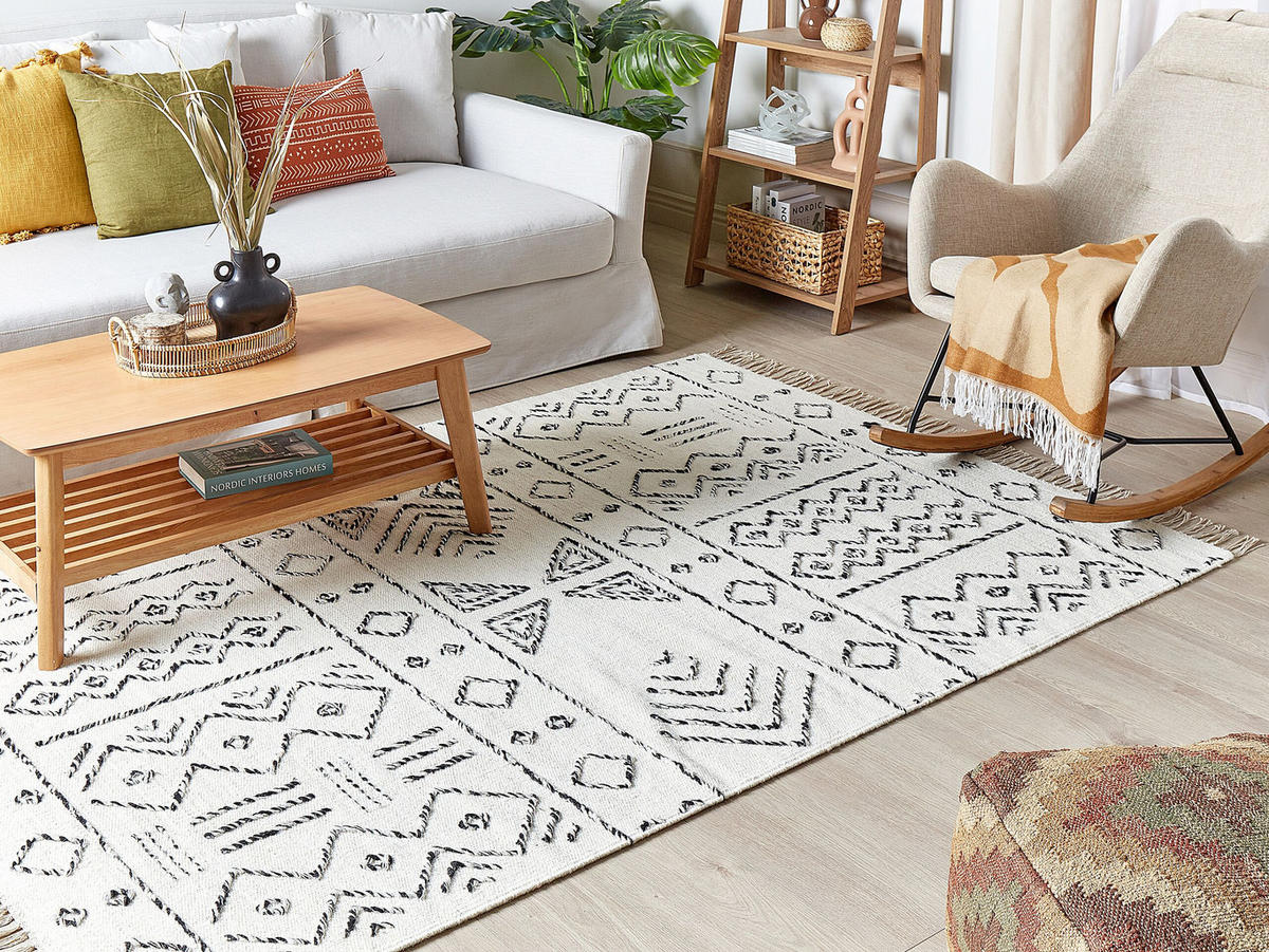 KURZFLOR-TEPPICH Alkent 200/140 cm - Weiß, Textil (140/200cm) - Beliani