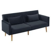 SCHLAFSOFA multifunktional 180 x 75 x 82 cm Samt Black 2-Sitzer - Schwarz, Holzwerkstoff (180/82/75cm) - Meubliv
