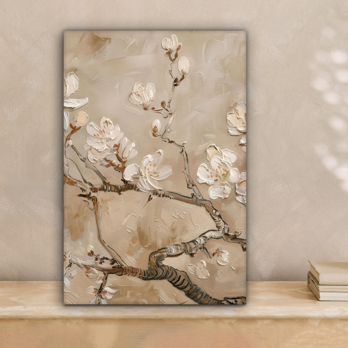 LEINWANDBILD - Blumen - Modern - Beige - Weiß - Blüte - 20x30 - Bilder - Beige, Textil (20/30cm) - MuchoWow