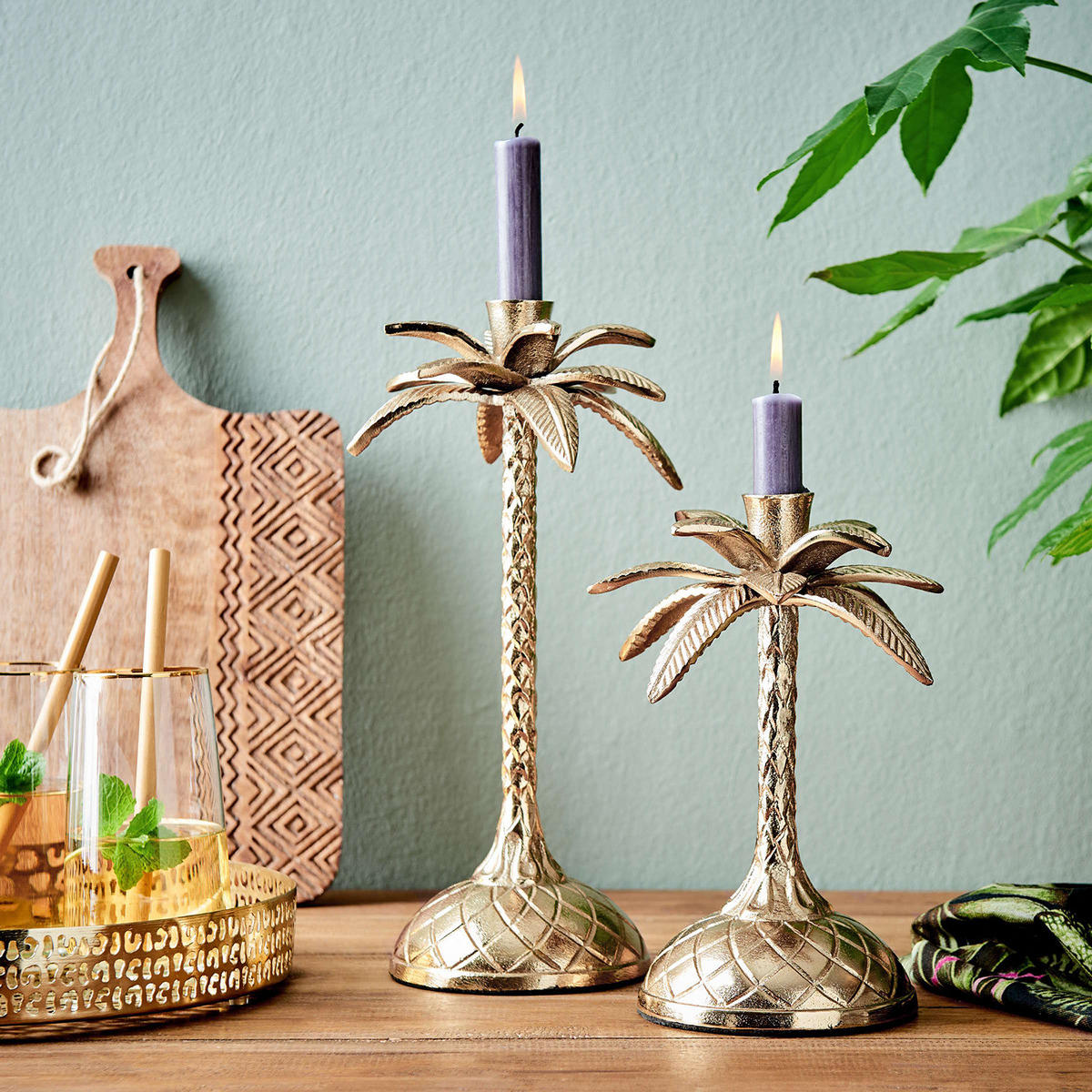 KERZENHALTER Golden Nature - Goldfarben, Metall (17/23/17cm) - BUTLERS