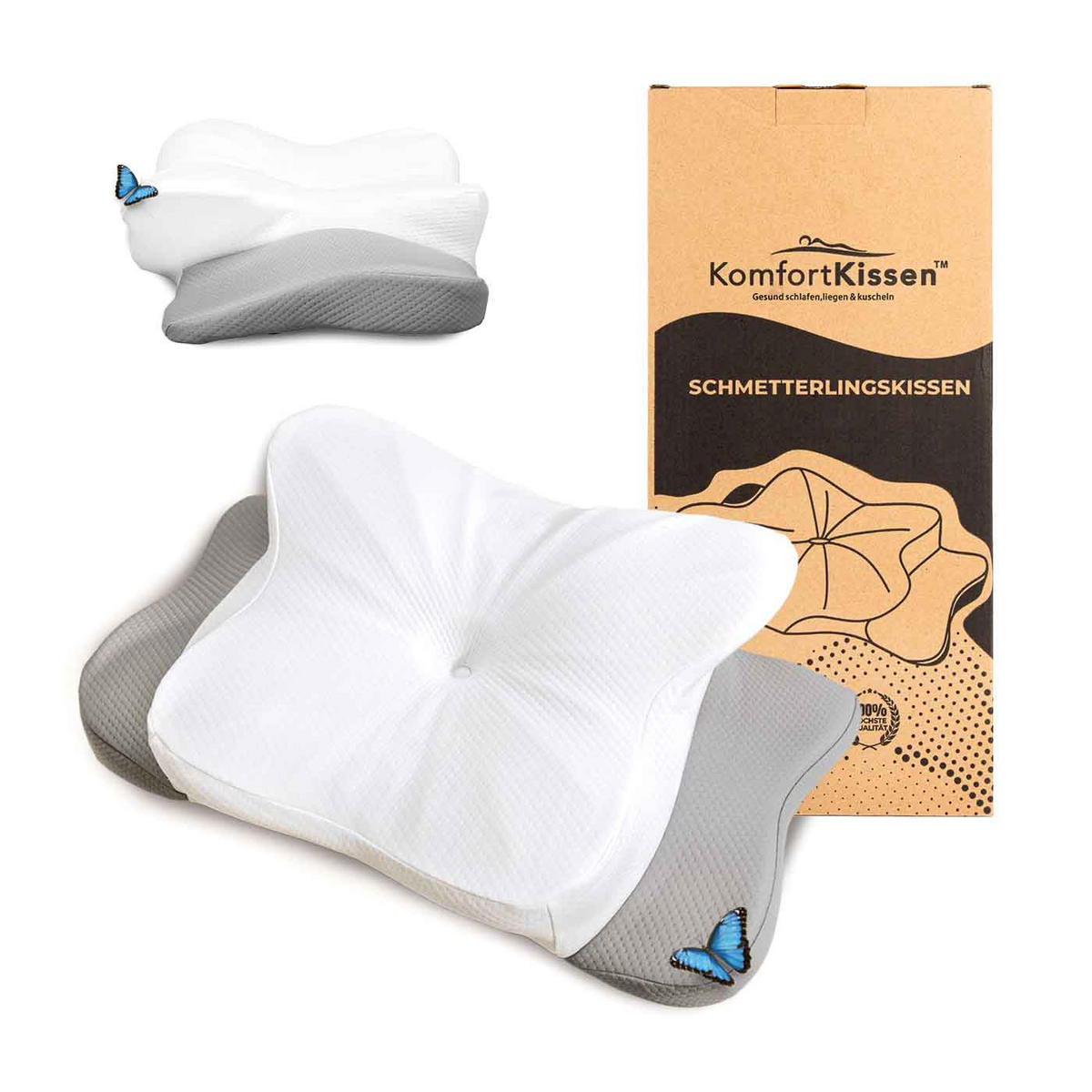 SCHMETTERLINGSKISSEN - Weiß, Textil (38/14cm) - KomfortKissen