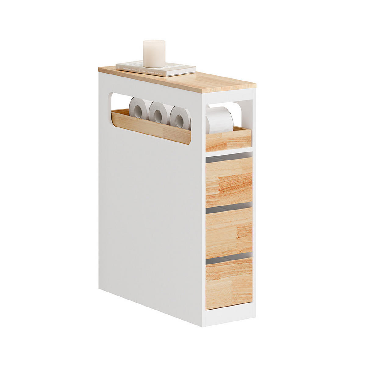 BADUNTERSCHRANK mit 4 Schubladen Weiß 65x23x82cm Modern - Weiß, Holzwerkstoff (23/82/65cm) - SoBuy