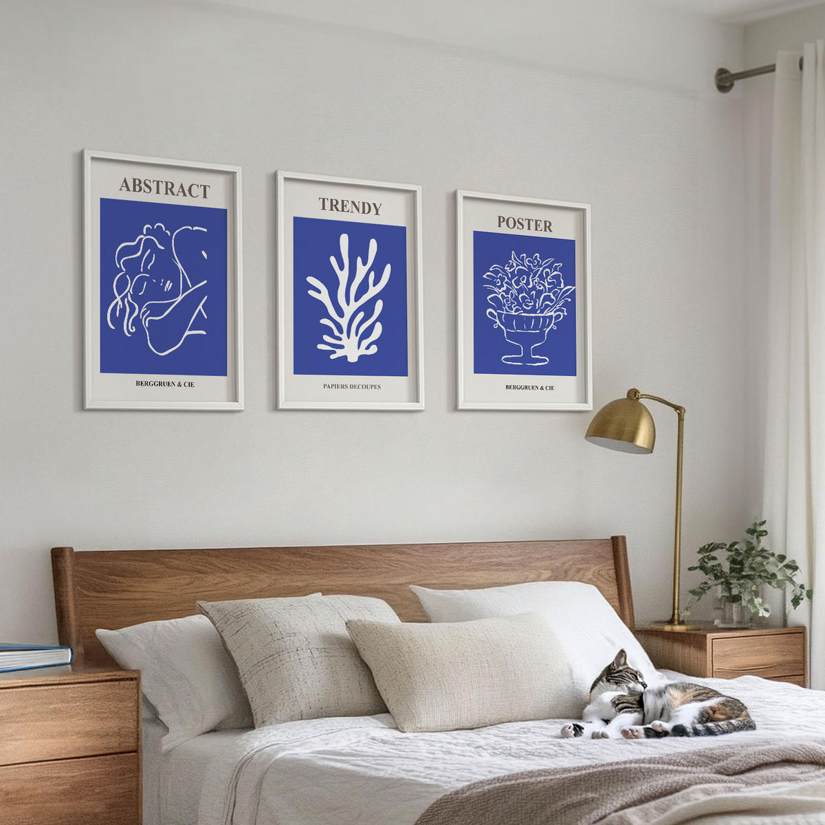 WANDBILDER 3er-Set - 40x60 cm Weißer Rahmen - Stilvolle blaue Poster - Weiß, Kunststoff (40/60cm) - ArtPrintCave