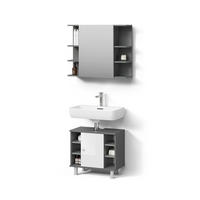 BADMÖBEL-SET Fucino Anthrazit 2 Teile - Weiß Hochglanz/Anthrazit, Holzwerkstoff (80/64/21cm) - Livinity®