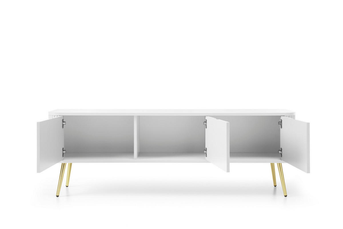 TV-LOWBOARD MODERNO 168/56/39 in Weiß/Gold - Goldfarben/Weiß, Holzwerkstoff (168/56/39cm) - Deine Möbel 24