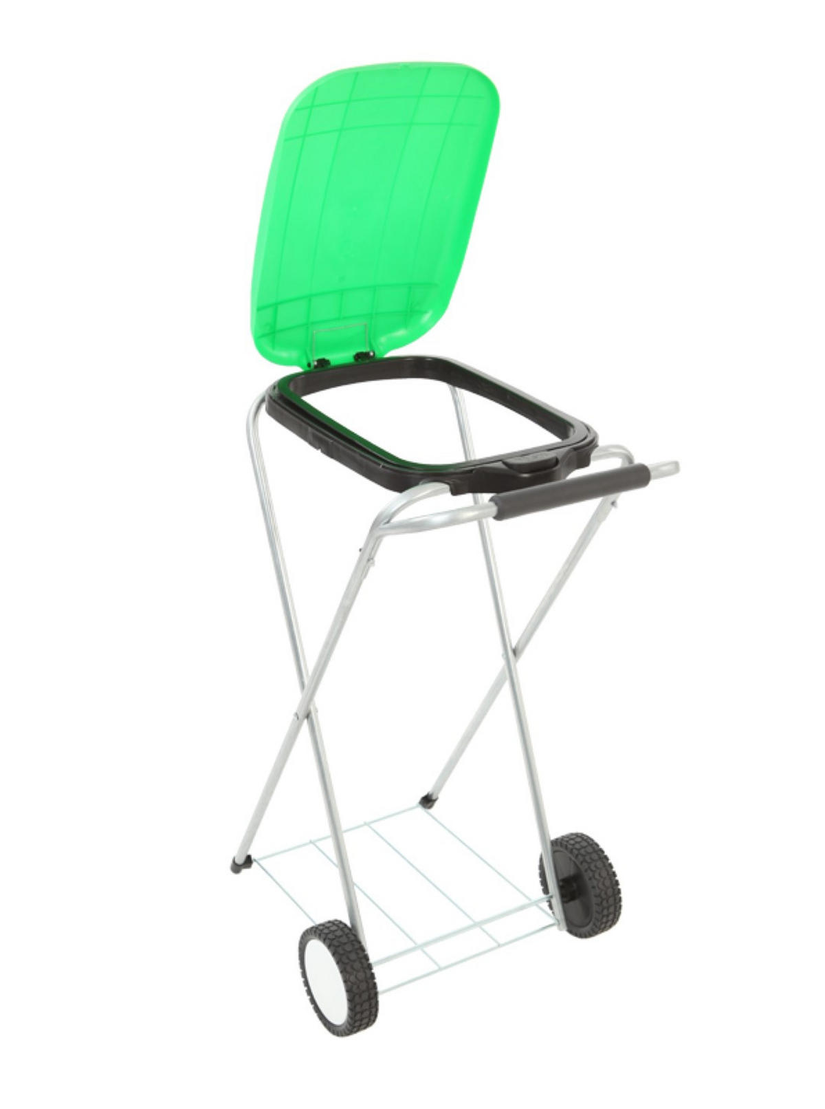 MÜLLEIMER Klassischer Abfallsackständer Mit Deckel und Rollen 83 x 44 x 56 cm Verzinkte Rohre Grün - Grün, Metall (44/83/56cm) - PROREGAL