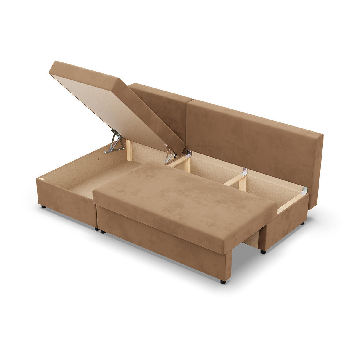 ECKSOFA MIT SCHLAFFUNKTION KEMI Braun - Braun, Textil (135/201cm) - Mebligo