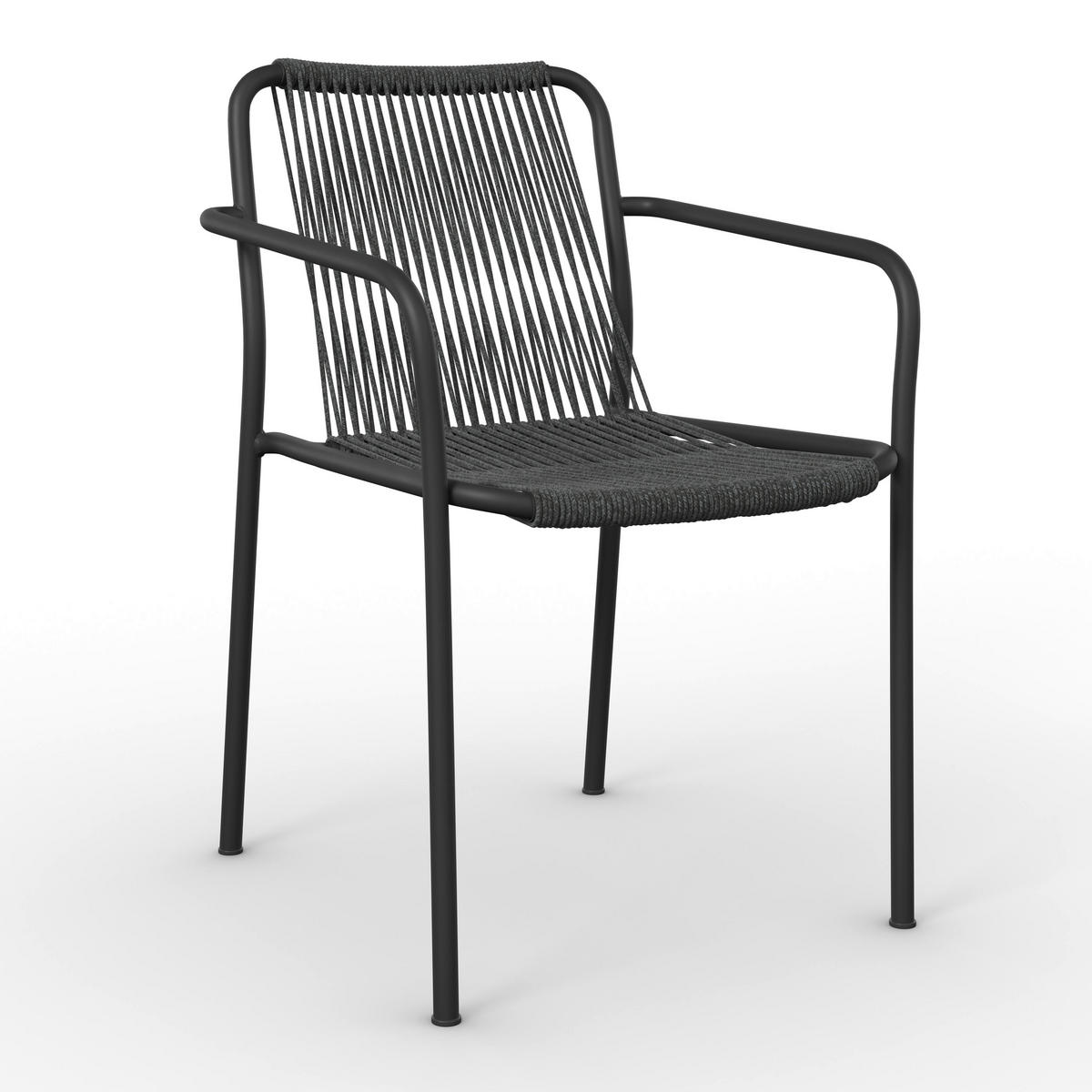GARTENSESSEL-SET Nardo 2-er Dunkelgrau aus Te/til/Metall - Dunkelgrau, Metall (1/82/58cm)