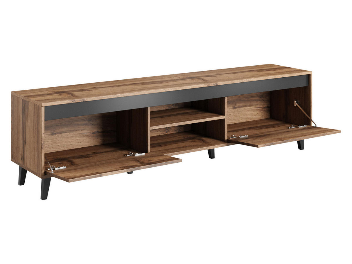 TV-ELEMENT Nord II - Eiche Wotan/Schwarz, Holzwerkstoff/Kunststoff (170/49/38cm) - MIRJAN24