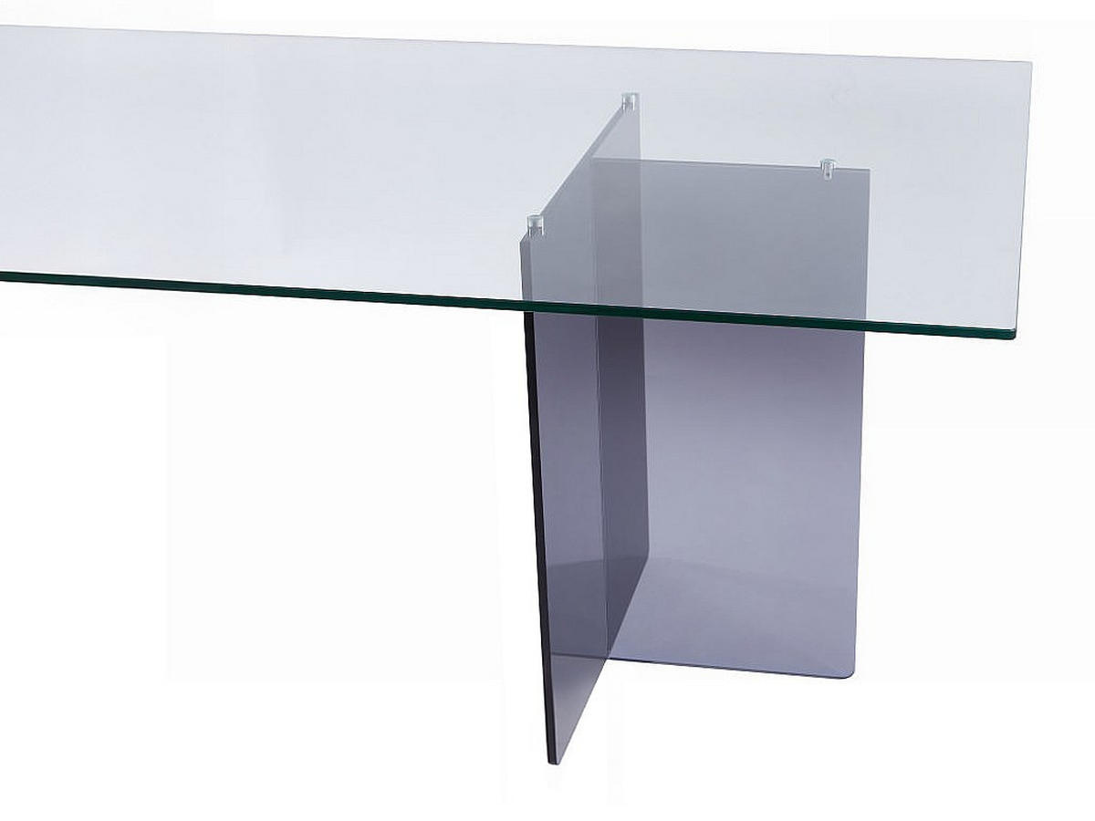 TISCH ohne Ausziehfunktion - 8 -Sitzer - Sicherheitsglas - transparent, anthrazitgrau - BYLENA - Transparent, Glas (100/200/75cm) - Vente-Unique