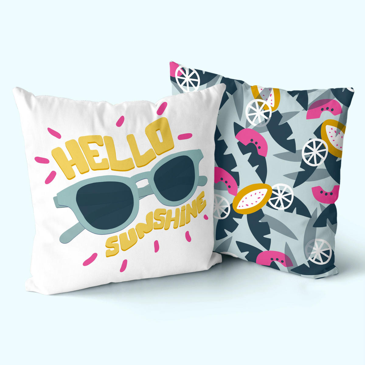 KISSENBEZUG dekorativ hello sunshine 50x50 cm (2er pack) mehrfarbig - Multicolor, Textil (50/50cm) - Happy Friday