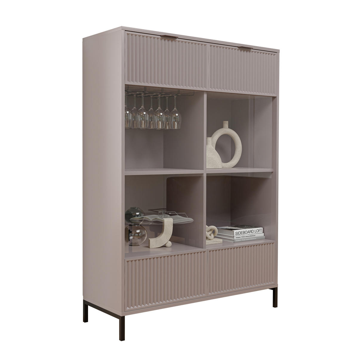 GLASVITRINE groß mit 2 Türen, Beige - Beige, Holzwerkstoff (105/150/41cm) - Idohome