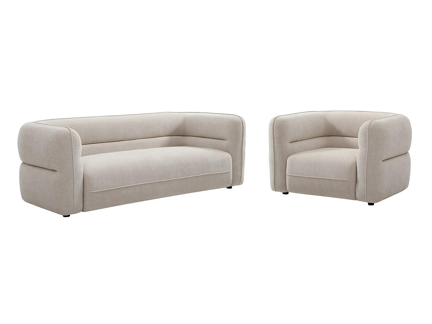 COUCHGARNITUR mit Sessel - 4 Personen - Stoff - Beige - TALIENA - Beige, Textil (222/74/95cm) - Vente-Unique