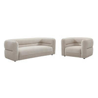 COUCHGARNITUR mit Sessel - 4 Personen - Stoff - Beige - TALIENA - Beige, Textil (222/74/95cm) - Vente-Unique