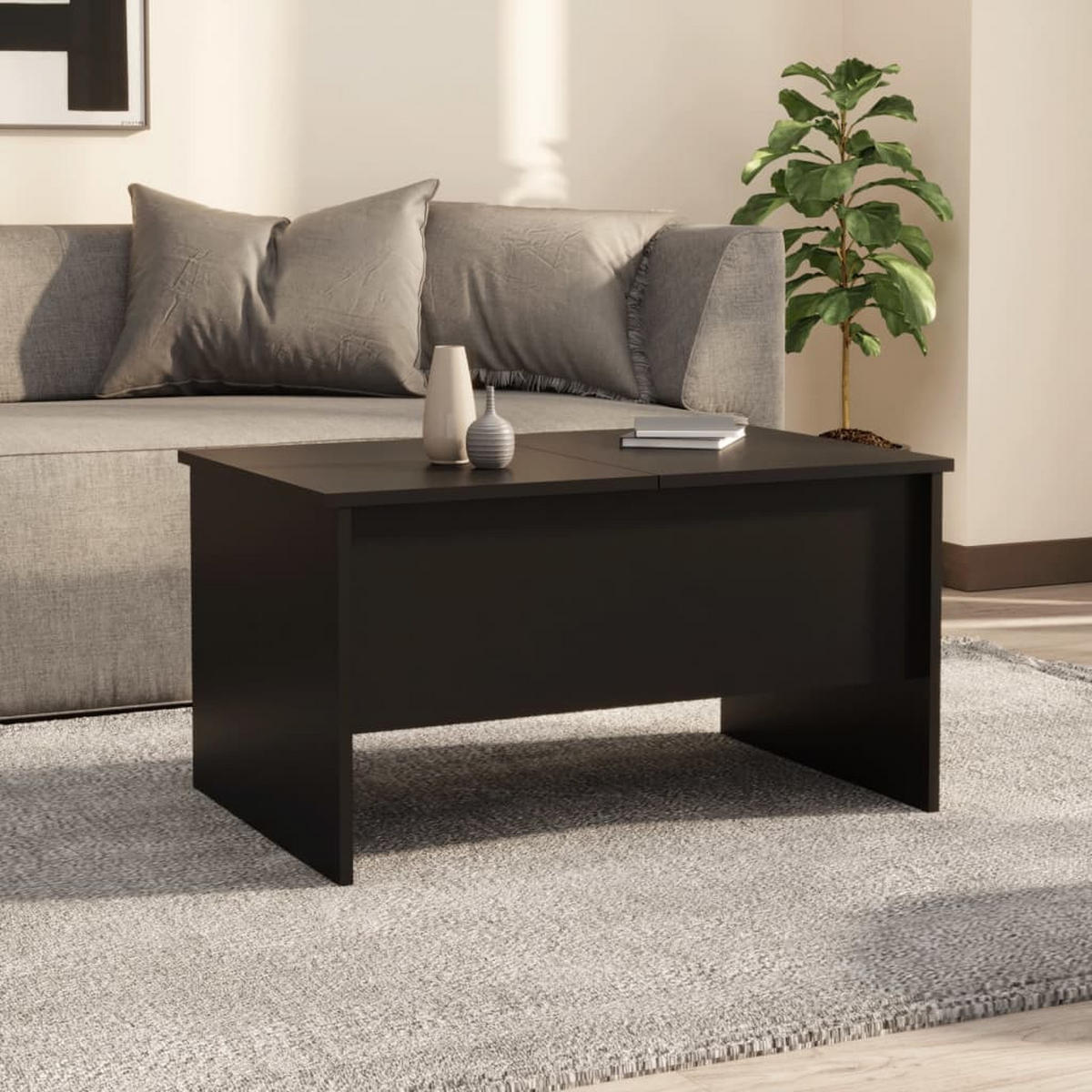 COUCHTISCH Schwarz 80x50x42,5 cm Holzwerkstoff - Schwarz, Holzwerkstoff (80/50/42.5cm) - furnicato
