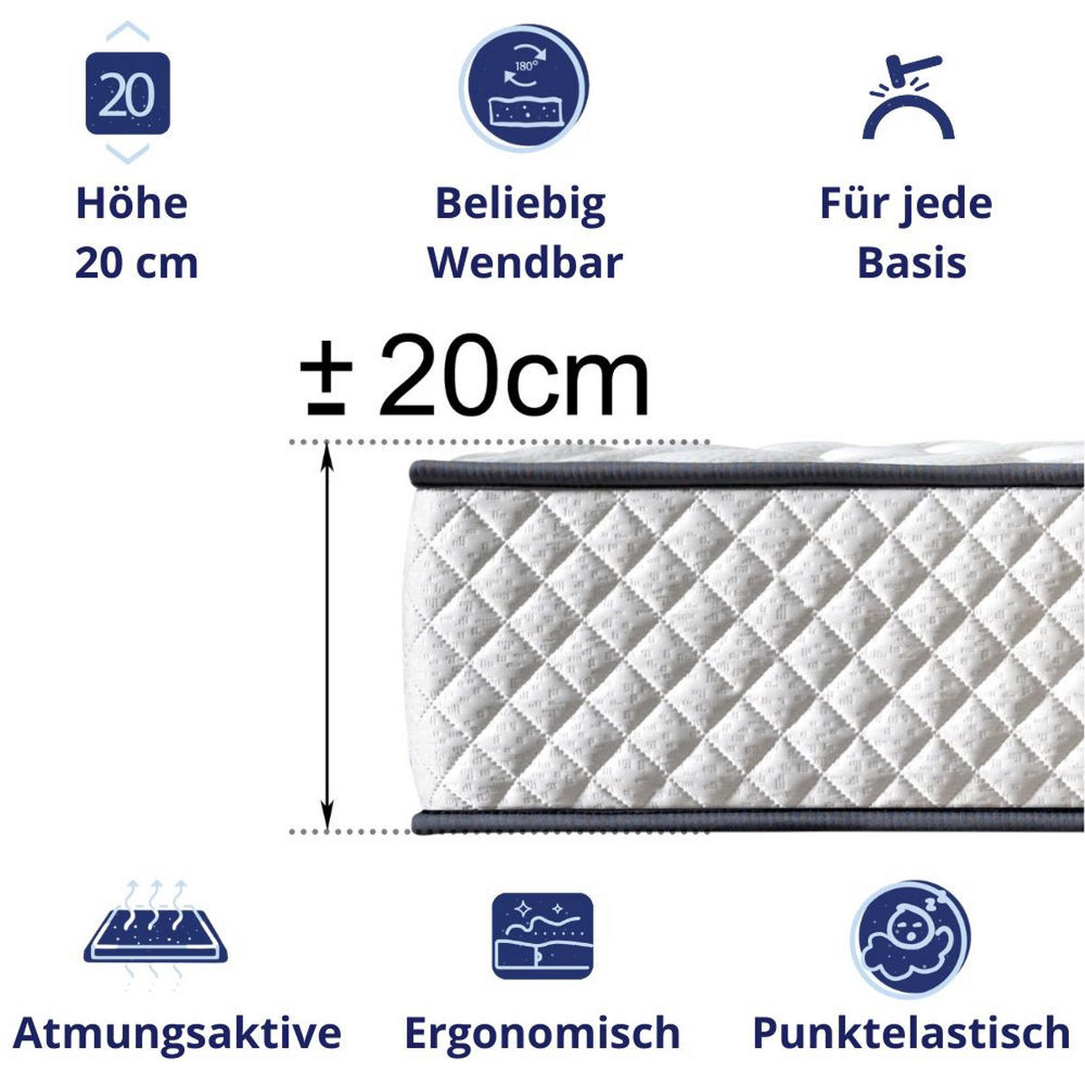 KALTSCHAUMMATRATZE Florida H3/H4 135x190 - Weiß, Textil (120/200cm) - Dagostino Home