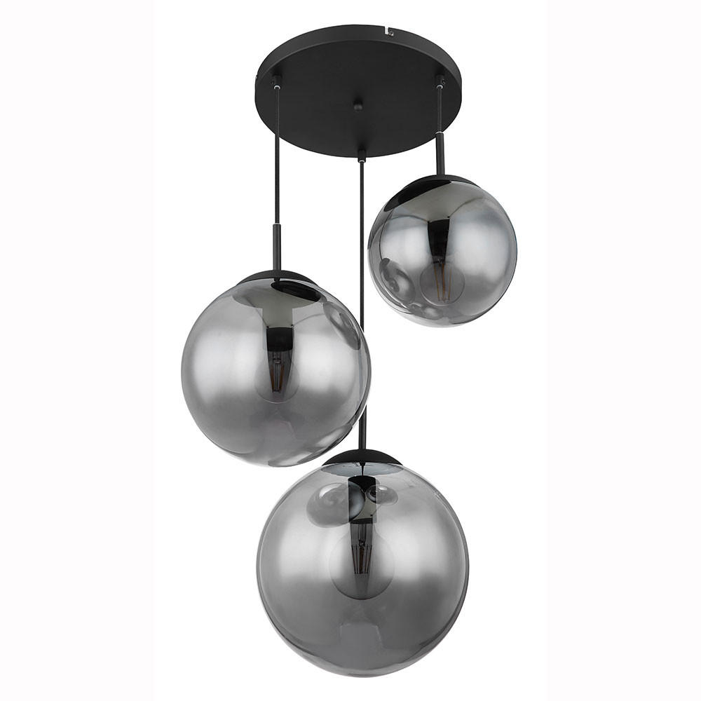 HÄNGELEUCHTE Metall Glas Schwarz Matt 3 Flammig - Schwarz, Glas (52/52/80cm) - Globo Lighting