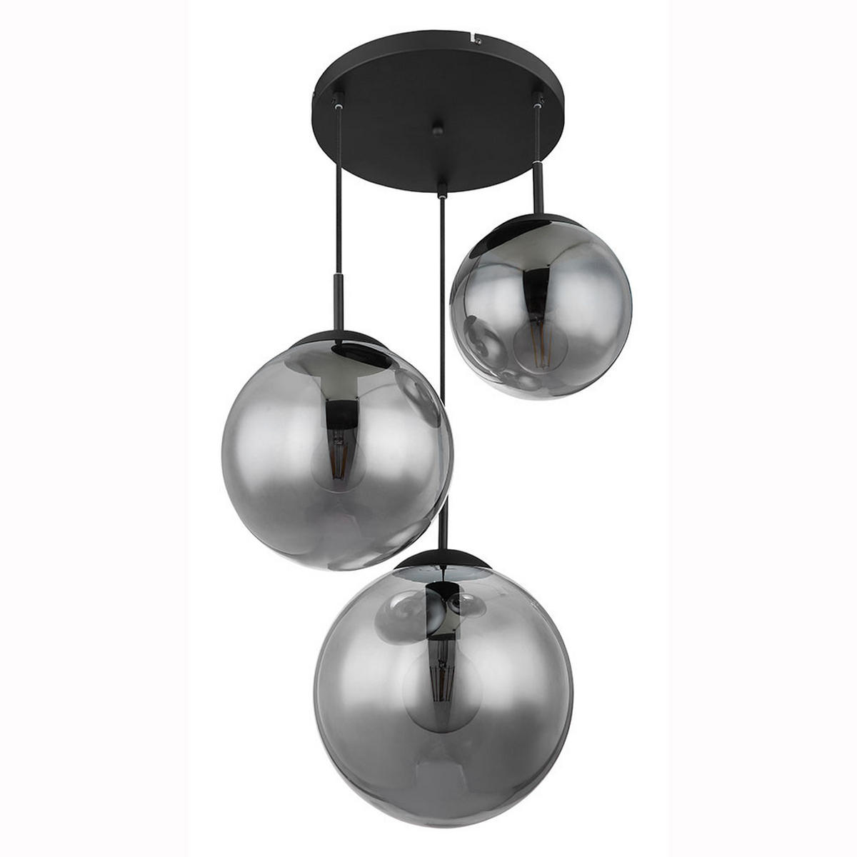HÄNGELEUCHTE Metall Glas Schwarz Matt 3 Flammig - Schwarz, Glas (52/52/80cm) - Globo Lighting