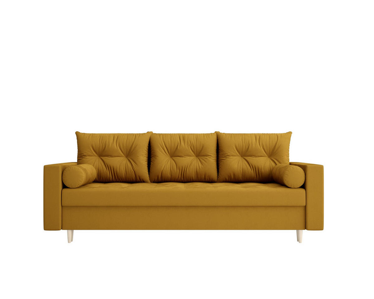 SOFA SKANDI mit Schlaffunktion ITAKA 33 mit Stauraum - Goldfarben, Textil (90/88/232cm) - Bedante