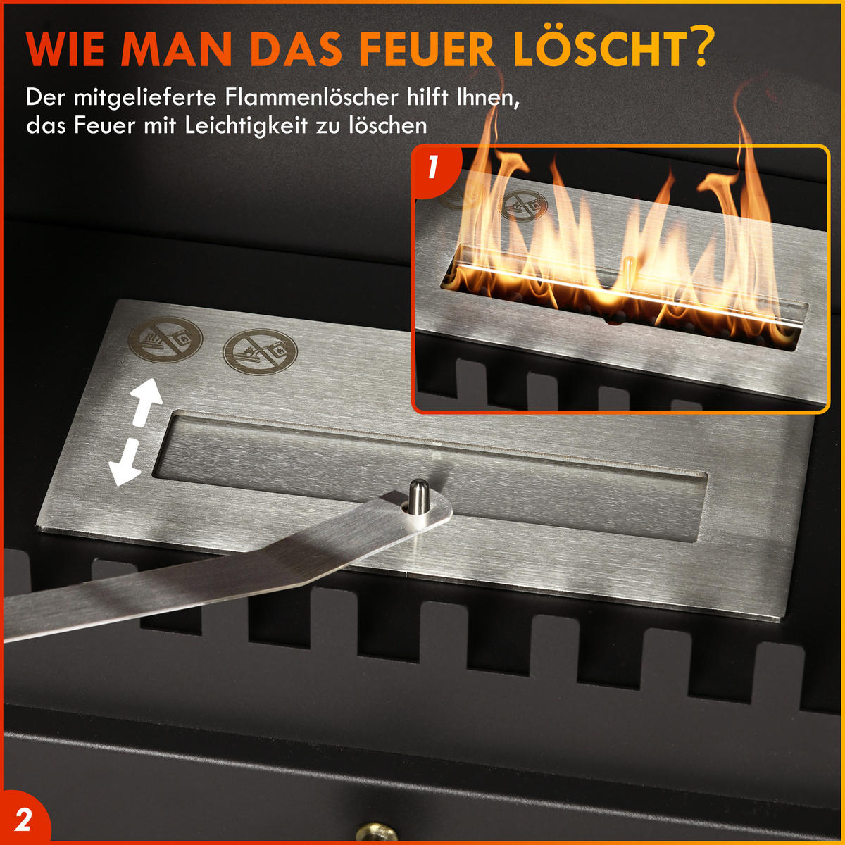 ETHANOL Kamin, 7000BTU Bio-Ethanol Kamin, 1,2L Ethanol Ofen mit Feuerdeckel - Schwarz, Metall (28/54/45cm) - HOMCOM