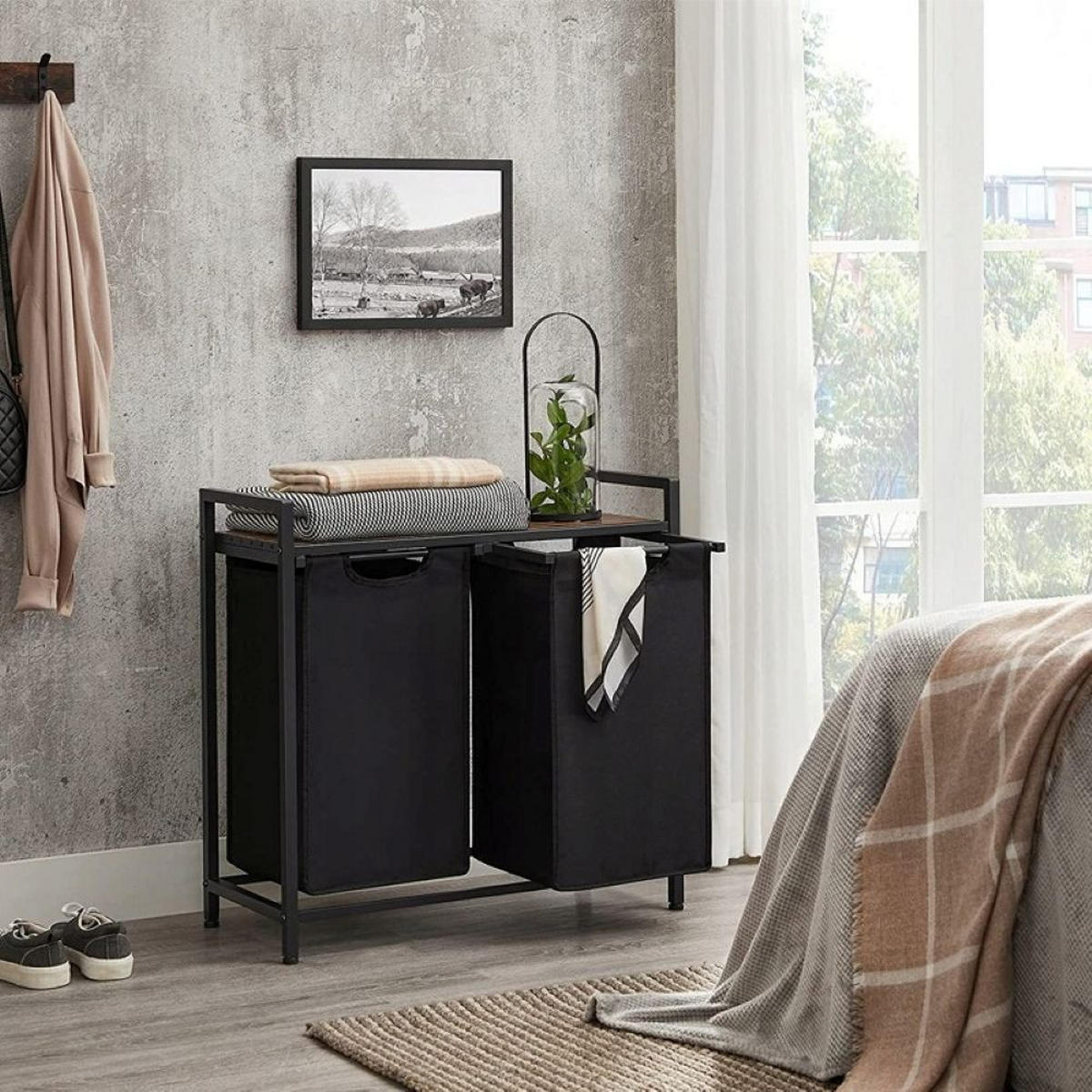 WÄSCHEKORB, schwarz 73x33x72 cm - Schwarz, Holzwerkstoff (73/72/33cm)