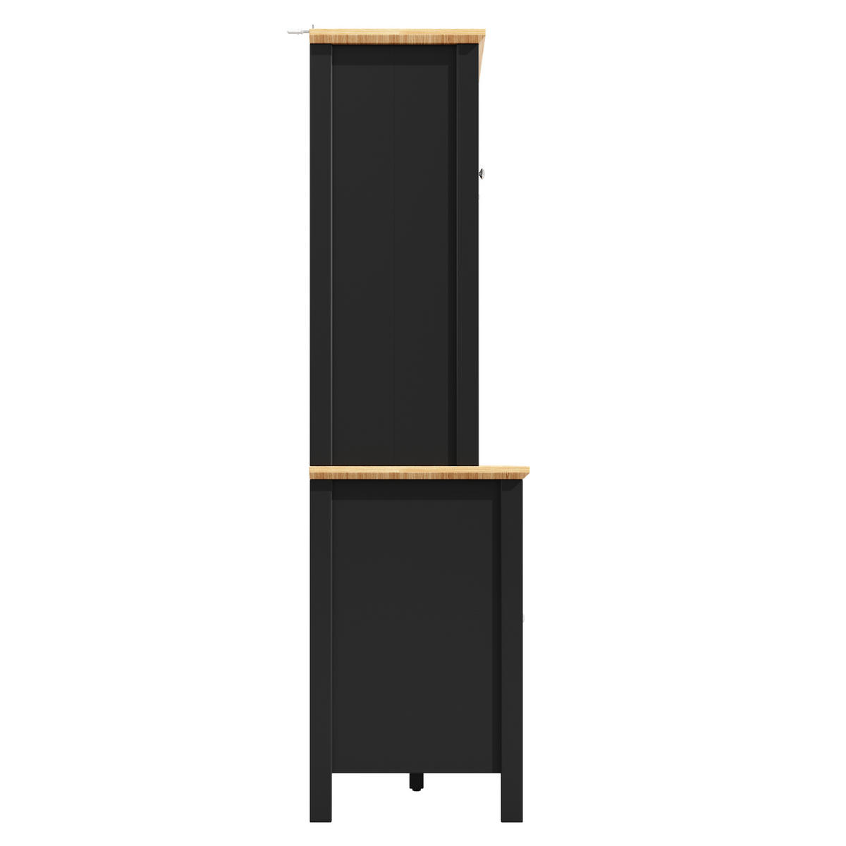 BUFFET DE-38407 120/40/179 cm mit LED-Beleuchtung und 4 Türen Schwarz - Schwarz, Holzwerkstoff (120/179/40cm) - ComfortXL