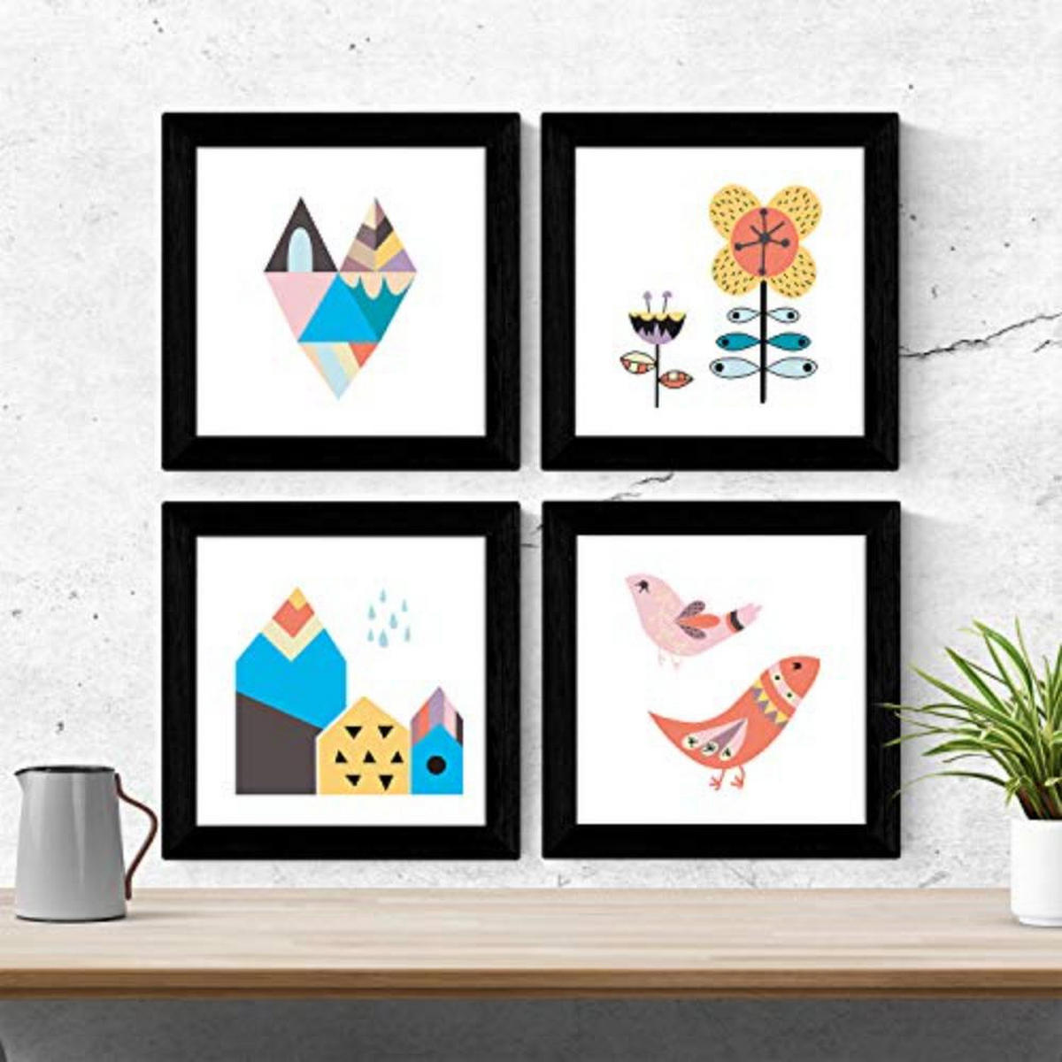 POSTER Set mit 4 Natur skandinavische Herbst 25x25 cm Rahmenlos - Klar, Papier (25/3cm) - Nacnic