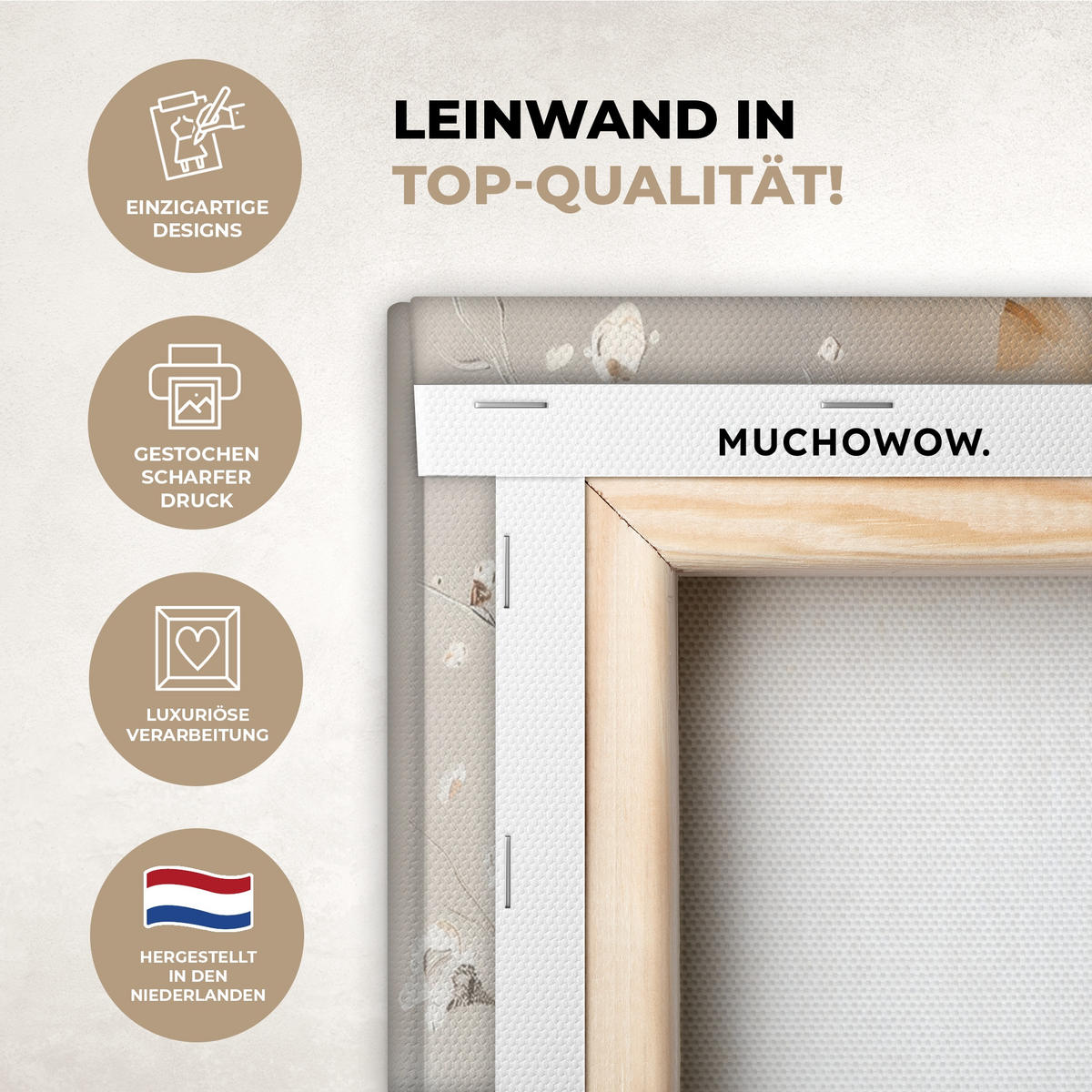 LEINWANDBILD 2er Set Blüte - Beige - Abstrakt - Blumen 80x60 cm - Hellbraun, Textil (80/60cm) - MuchoWow