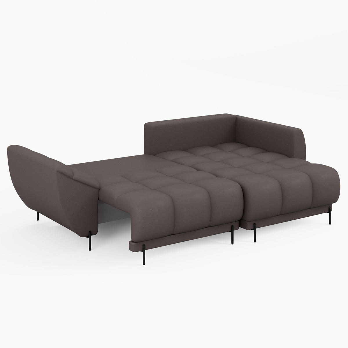 ECKSOFA LEGRO Rechts Schwarz Velours Pet Friendly L-Form Couch mit Schlaffunktion & Bettkasten - Schwarz, Holz (285/180cm) - Barchello