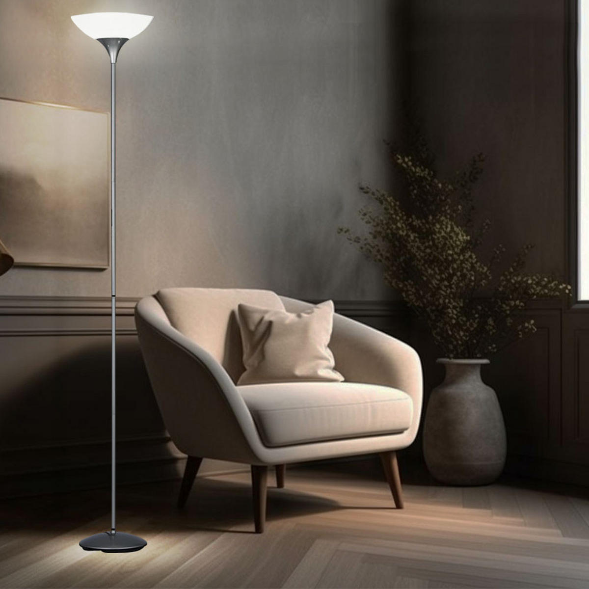 LED STEHLEUCHTE DEZWO Silber Metall - Silberfarben, Metall (28/28/180cm)