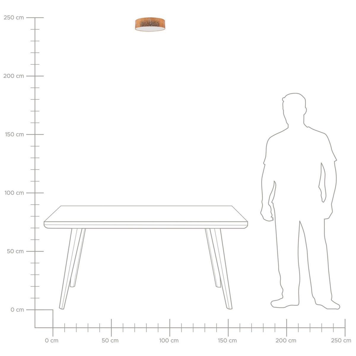 DECKENLEUCHTE Rena 45/45/12 cm - Kupferfarben, Textil (45/45/12cm) - Beliani