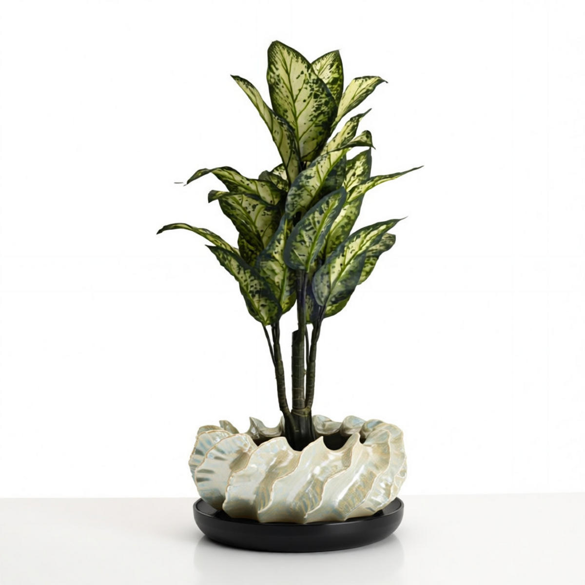 DEKOVASE Personnel, perlmuttfarben, Keramik, 43 x 43 x 16 cm - Perlmutt, Keramik (16cm) - Mauro Ferretti
