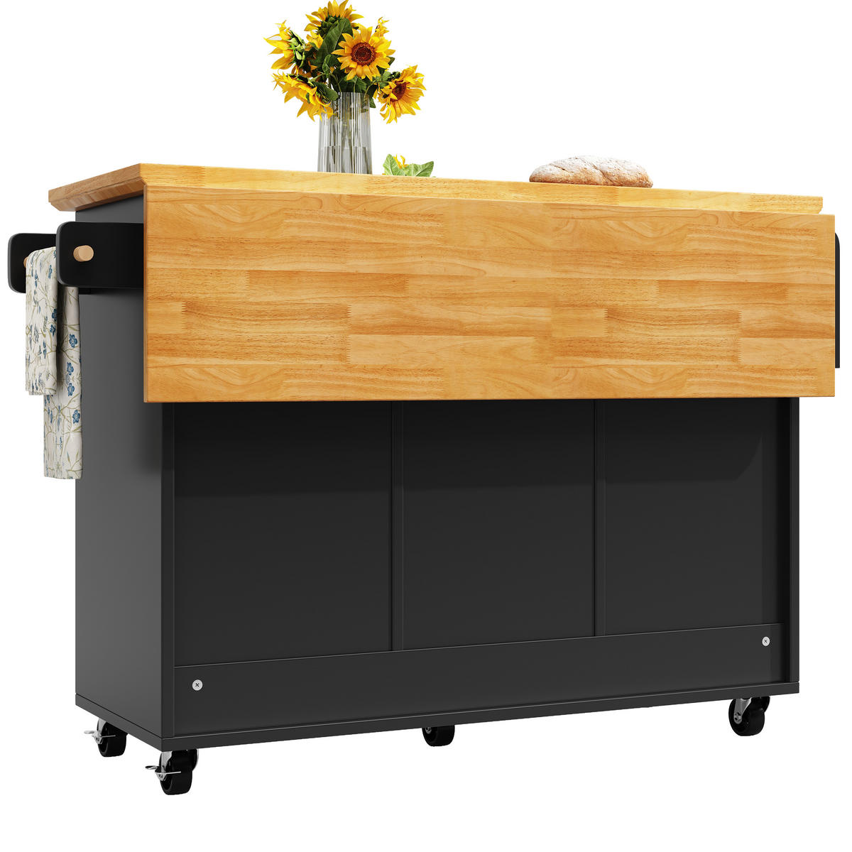 KÜCHENINSEL Schwarz 120/73/93 cm - Schwarz, Holzwerkstoff (120/93/45cm) - PANGIVO