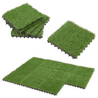 KUNSTRASENFLIESEN-SET 11 TLG. Wiesloch - Grün, Kunststoff (30/30/2.2cm) - [en.casa]