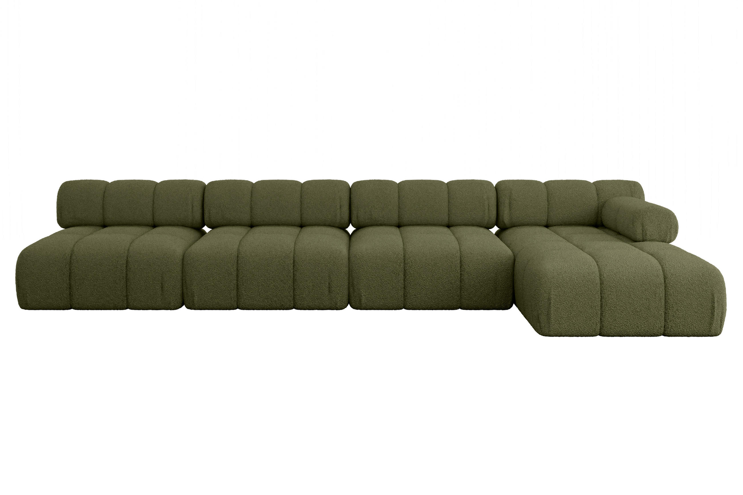 ECKSOFA modulares Sofa Razon-L3 - 380x160x70 cm Grün Bouclé - Grün, Holzwerkstoff/Textil (380/160cm) - ALTDECOR