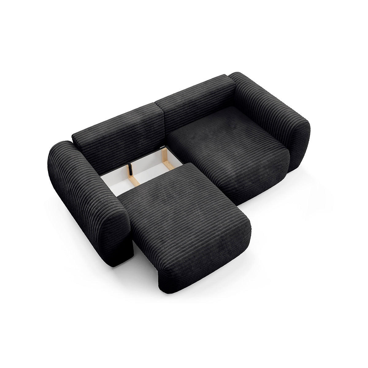 SOFA Camilla 3 Sitzplätze Schwarz - Schwarz, Holz (266/95/121cm) - Petits-meubles