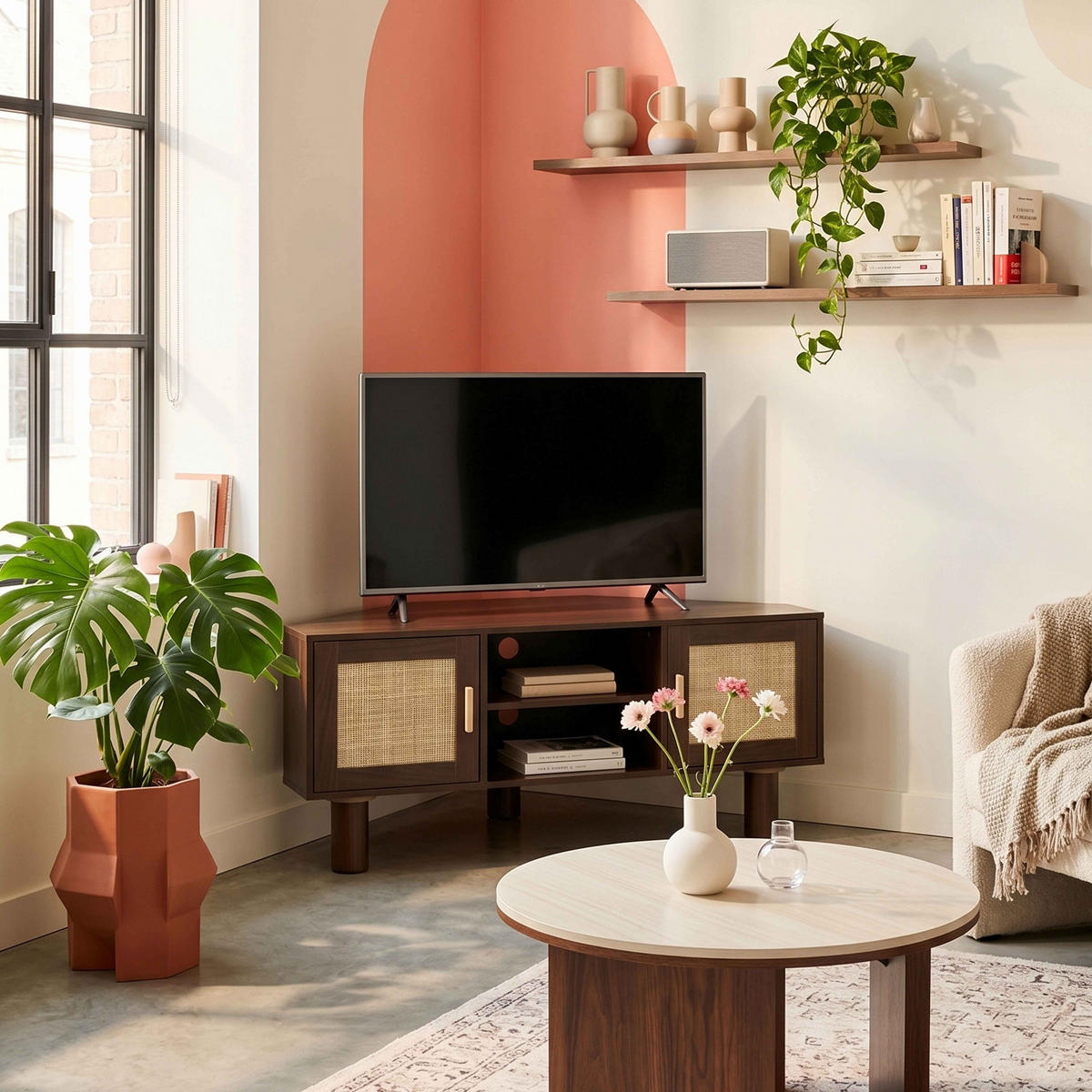 TV-STÄNDER, Dunkles Holz - Braun, Holz (120/55/54cm) - Oviala